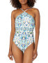 Фото #1 товара La Blanca 292788 Women's Draped High Neck One Piece Swimsuit Size 4