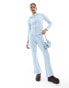 Фото #2 товара Fashionkilla knitted straight leg trousers co-ord in light blue