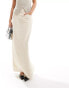 NA-KD x Laura Jane Stone maxi skirt with front pockets and back split detail in beige