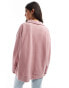 ASOS DESIGN supersoft longline rugby jumper in pink