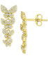 ფოტო #1 პროდუქტის Cubic Zirconia Pavé Butterfly Graduated Drop Earrings in 14k Gold-Plated Sterling Silver