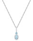 ფოტო #1 პროდუქტის Santa Maria Aquamarine (5/8 ct. t.w.) & Diamond (1/8 ct. t.w.) Halo 18" Pendant Necklace in 14k White Gold
