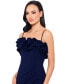 Women's Ruffled Sleeveless Scuba Crepe Gown