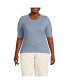 ფოტო #1 პროდუქტის Plus Size Drapey Rib Skimming Elbow Sleeve Crew Neck T-shirt