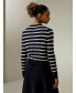 ფოტო #3 პროდუქტის Women's Striped Cable-Knit Cashmere Cardigan