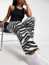 Фото #1 товара Bershka high waisted cropped straight leg jeans in zebra print