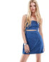 Calvin Klein Jeans cut out denim mini dress in mid wash