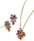 ფოტო #3 პროდუქტის EFFY® Multi-Sapphire (2-1/6 ct. t.w.) & Diamond (1/6 ct. t.w.) Flower 16" Pendant Necklace in 14k Gold