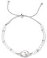 ფოტო #1 პროდუქტის Silver-Tone Pear-Shape Crystal & Imitation Pearl Beaded Slider Bracelet