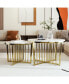 Modern Round Nesting Coffee Table Set 2-Piece White & Marbling Top Gold Base