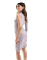 ASOS DESIGN asymmetric drape mini dress with ruche drawstring tie in grey grau, XS - EU 32-34 - фото #2