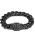 ფოტო #1 პროდუქტის Gunmetal IP Stainless Steel Logo Cuban Link Bracelet