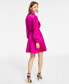 ფოტო #4 პროდუქტის Women's Satin Shawl-Collar Fit & Flare Dress