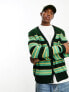 Фото #10 товара ASOS DESIGN oversized knitted stripe cardigan in green