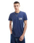 Lee wavy print logo t-shirt with back print in dark blue