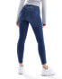 ONLY high waist ankle length skinny jeans in dark blue denim