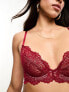 ASOS DESIGN Sienna lace underwired plunge bra in red