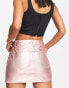 Фото #2 товара Miss Selfridge metallic denim micro mini skirt in pink