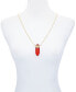 Imitation Red Siam Epoxy Pendant Gold-Tone Long Chain Statement Necklace