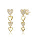 Фото #1 товара Sterling Silver 14k Yellow Gold Plated with Cubic Zirconia Double Stampato Heart Dangle Earrings