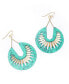 Nihira Teal Patina Dangling Hoop Earrings