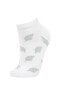 Kadın Yaprak Baskılı 3'lü Pamuklu Patik Çorap C0817axns