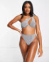 Фото #4 товара South Beach mix & match underwire one shoulder bikini top in silver metallic