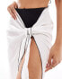 Kaiia linen look contrast trim sarong in white