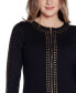 Black Label Women's Crewneck Embellished Zip Cardigan Sweater