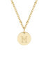 Фото #3 товара 18" Chain 14K Gold Plated Disc Necklace with Crystal Engraved Letter Necklace