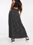 ONLY pleated midi skirt in black spot print