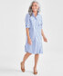Фото #1 товара Women's Cotton Striped Shirtdress, Regular & Petite, Created for Macy's