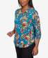 ფოტო #4 პროდუქტის Petite Classics Tossed Floral Shirttail Hem Top