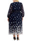 Фото #2 товара Plus Size Border-Print Balloon-Sleeve Maxi Dress