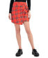 ფოტო #1 პროდუქტის Juniors' Plaid Tie-Front Mini Skirt