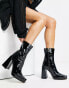 Фото #6 товара RAID Vista heeled sock boots in black vinyl