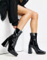 RAID Vista heeled sock boots in black vinyl US 9 - фото #6