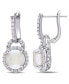 ფოტო #1 პროდუქტის Opal (2-1/5 ct. t.w.) and White Topaz (7/8 ct. t.w.) Hinged Hoop Charm Earrings in Sterling Silver