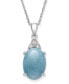 Фото #1 товара Macy's milky Aquamarine and Diamond Accent 18” Pendant Necklace in Sterling Silver