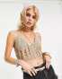 Фото #1 товара Bershka tie up crochet top in taupe