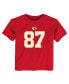 ფოტო #2 პროდუქტის Toddler Boys and Girls Travis Kelce Red Kansas City Chiefs Player Name and Number T-shirt