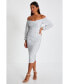 ფოტო #2 პროდუქტის Women's Stretch Shimmer Cowl Bardot Midi Dress