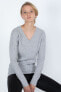 Фото #2 товара Women's 100% Cashmere Cable-knit Long Sleeve Pullover V Neck Sweater