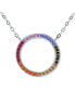 Rainbow Cubic Zirconia Circle Pendant Necklace in Sterling Silver, 16" + 2" extender, Created for Macy's