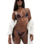 Фото #1 товара Cotton On crochet triangle bikini top in brown