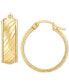 ფოტო #1 პროდუქტის Wide Width Diagonal Textured Small Hoop Earrings in 10k Gold, 1"