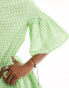 Native Youth ruffle detail gingham mini smock dress in green Grünes Karomuster, 2XS - EU 32 - фото #3