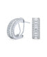 Фото #1 товара Wedding Bride Holiday Baguette CZ Half Hoop Shrimp Style Earrings For Women Omega Back .925 Sterling Silver