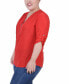 Фото #3 товара Plus Size 3/4 Roll Tab Zip Front Jacquard Knit Top