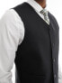 ASOS DESIGN skinny linen mix suit waistcoat in black